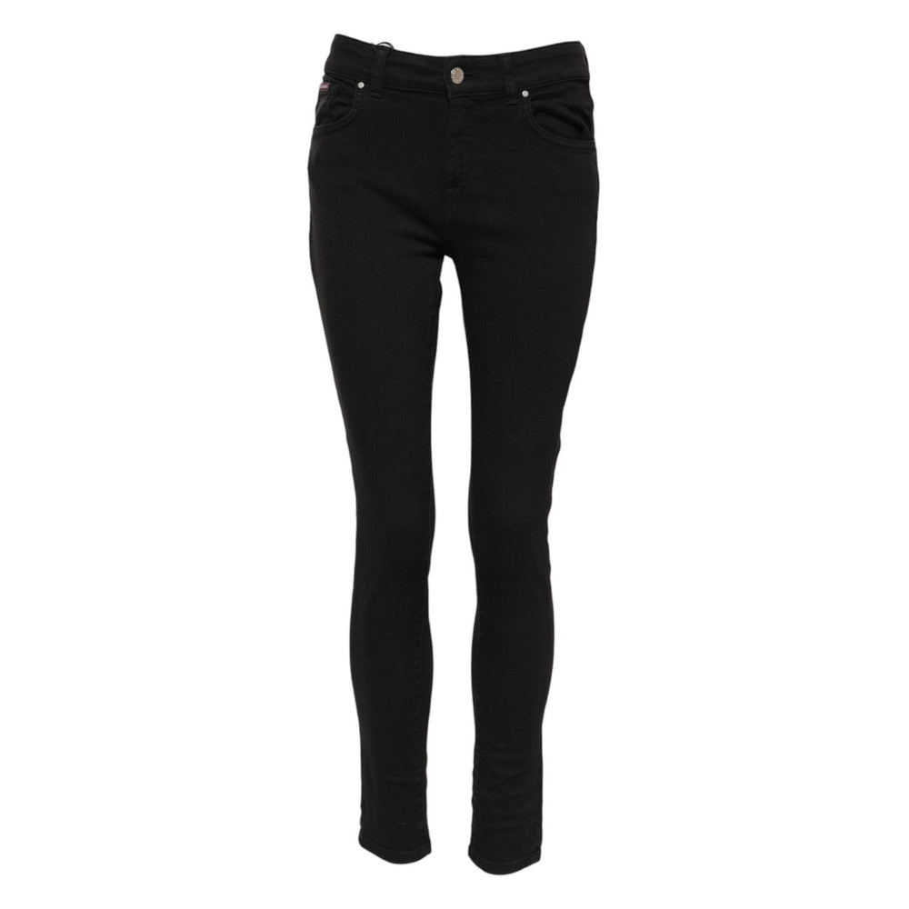 Dolce & Gabbana Black Cotton Logo Skinny Mid Waist Denim Jeans PAN75979-38