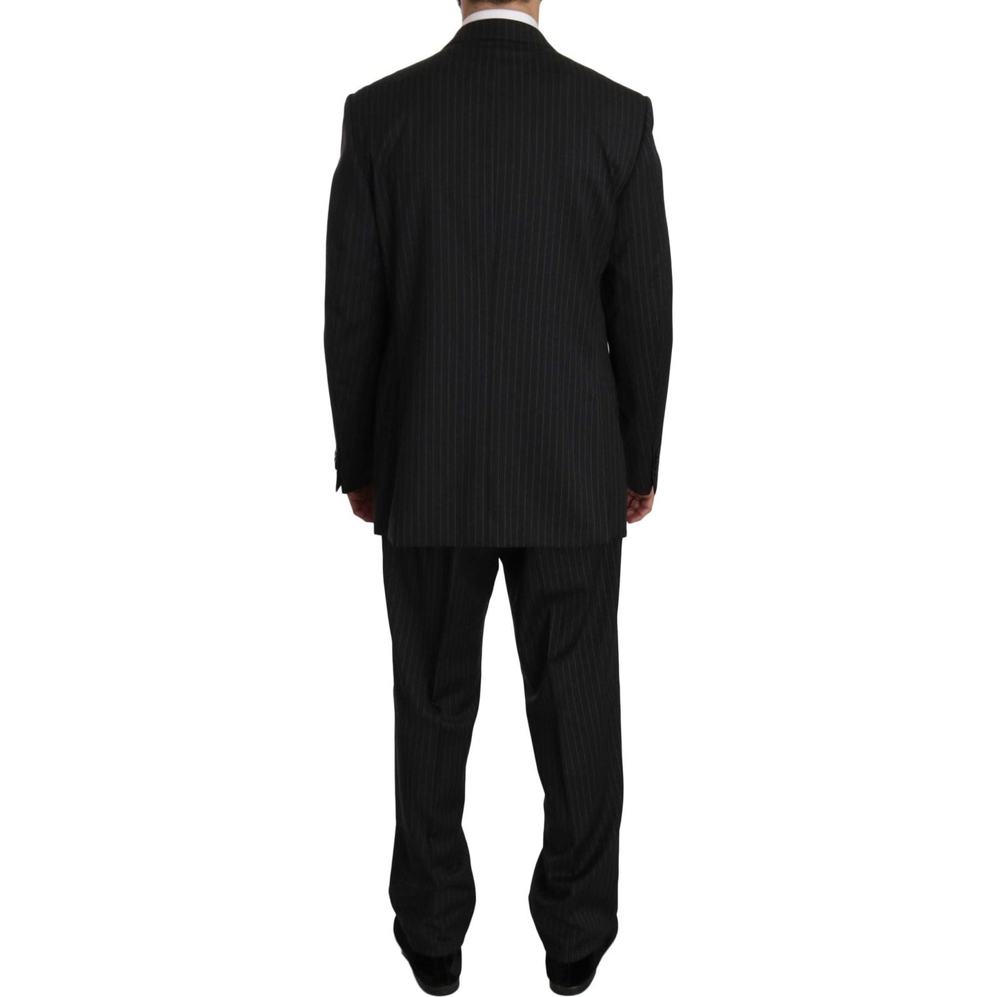 Z ZEGNA Elegant Black Striped Wool Suit Suit Z ZEGNA Black