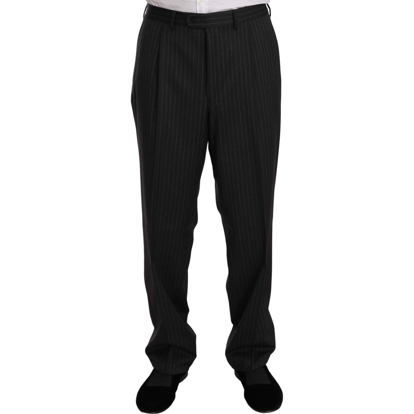 Z ZEGNA Elegant Black Striped Wool Suit Suit Z ZEGNA Black