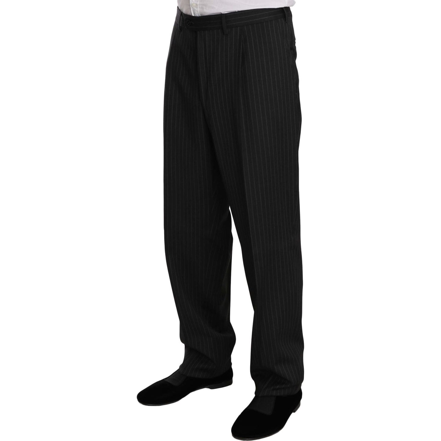 Z ZEGNA Elegant Black Striped Wool Suit Suit Z ZEGNA Black
