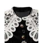 Dolce & Gabbana Black Velvet Lace Collared Embellished Dress