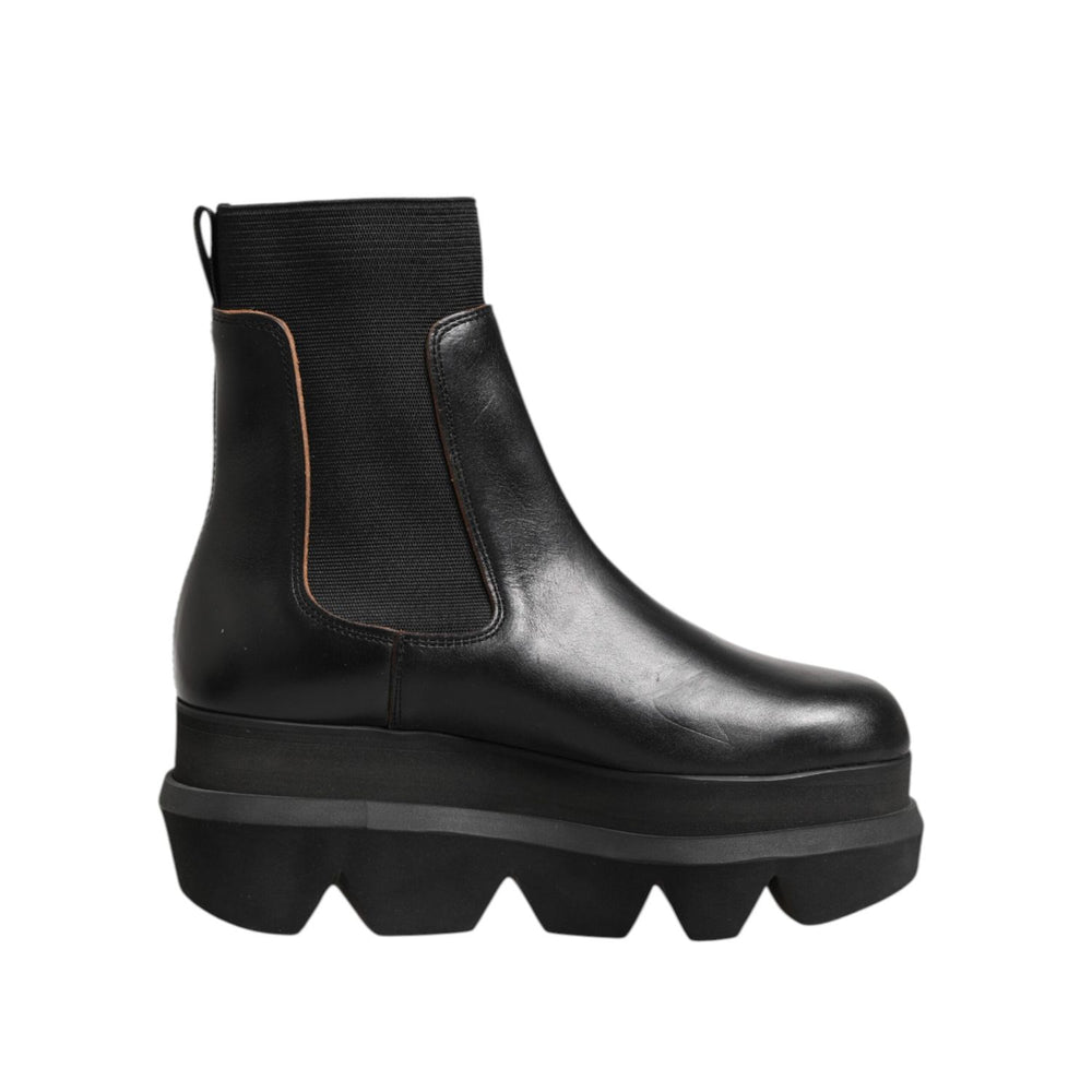 Sacai Black Chelsea Leather Pull On Women Ankle Boots Shoes LA12617-40