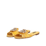 Dolce & Gabbana Yellow Taormina Slides Crystals Flats Shoes