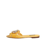 Dolce & Gabbana Yellow Taormina Slides Crystals Flats Shoes