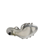 Dolce & Gabbana Silver Strass Ankle Strap Heels Sandals Shoes