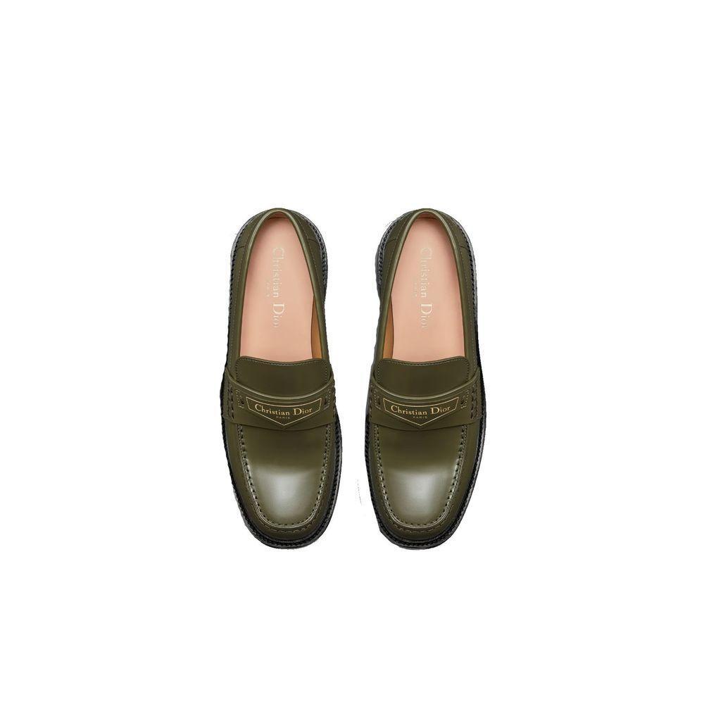 Dior Green Calfskin Slip-On Loafers