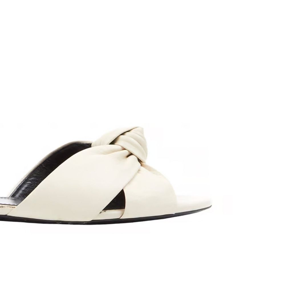 Saint Laurent White Calfskin Slides