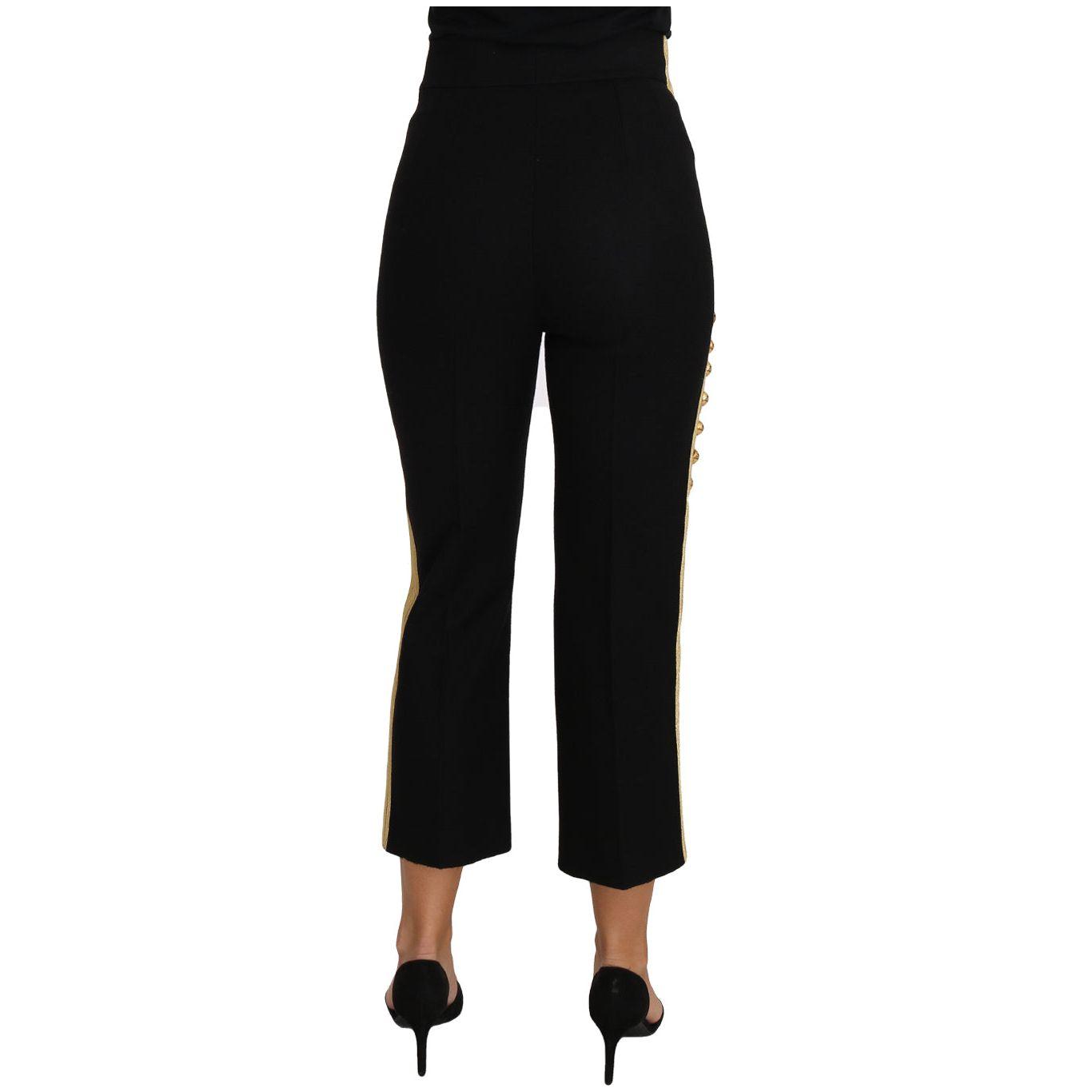 Dolce & Gabbana Elegant Black Military Embellished Pants Dolce & Gabbana Black