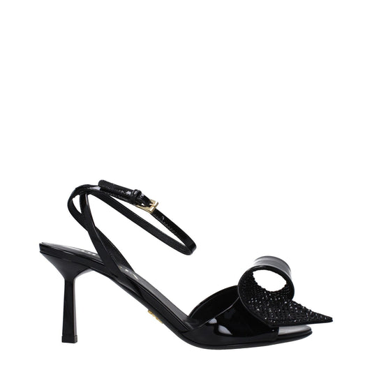 Prada Black Leather Stiletto Heel Sandals
