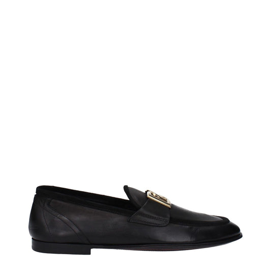 Dolce & Gabbana Black Leather Slip-On Loafers