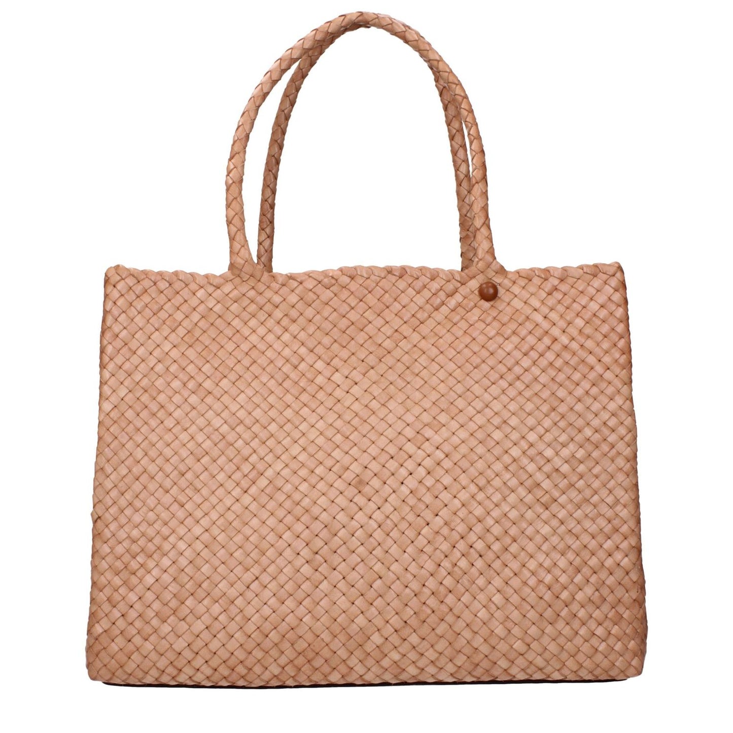 Woven tan tote bag with dual handles