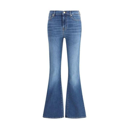 7FOR Blue Cotton Flared Jeans