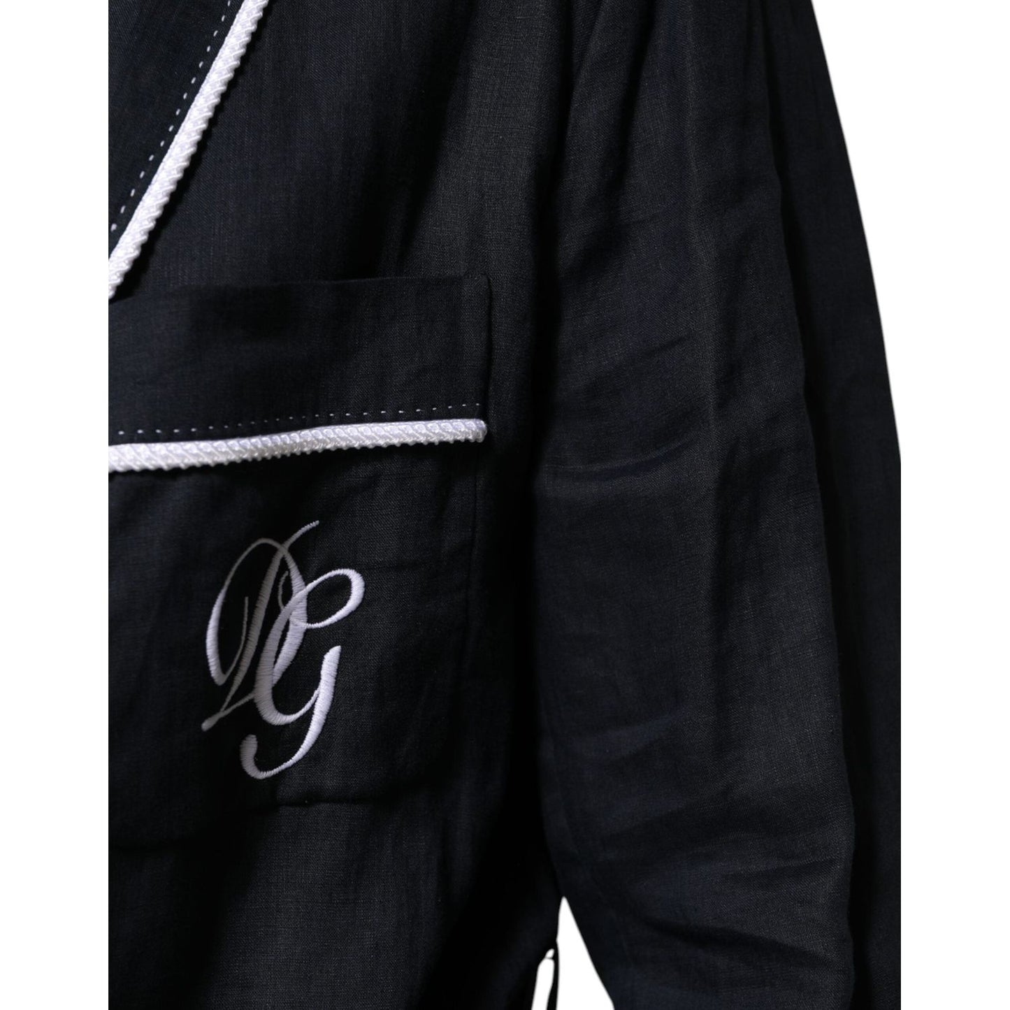 Dolce & Gabbana Dark Blue DG Embroidery Jacket Robe Blazer JKT41553-56