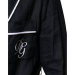 Dolce & Gabbana Dark Blue DG Embroidery Jacket Robe Blazer JKT41553-56