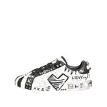 Dolce & Gabbana White Studded Printed Low Top Sneakers Shoes MV7824-42