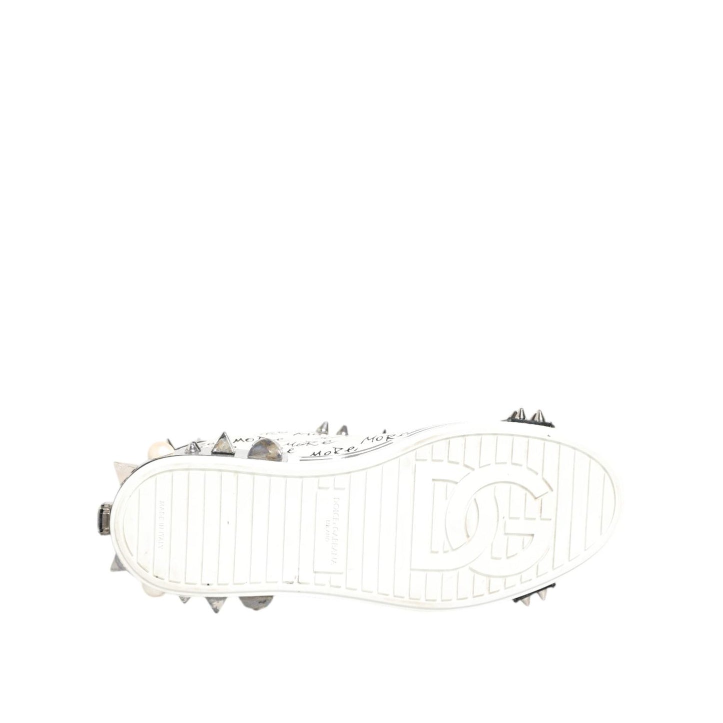 Dolce & Gabbana White Studded Printed Low Top Sneakers Shoes MV7824-42