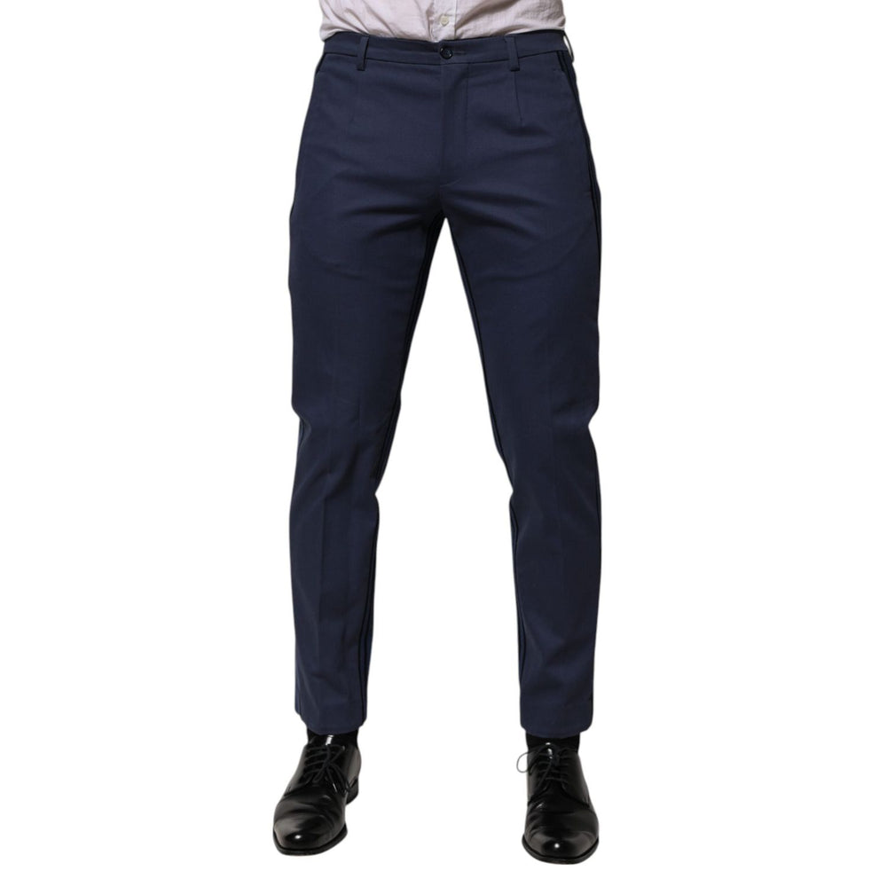 Dolce & Gabbana Blue Cotton Tapered Men Formal Trousers Pants PAN76648-48