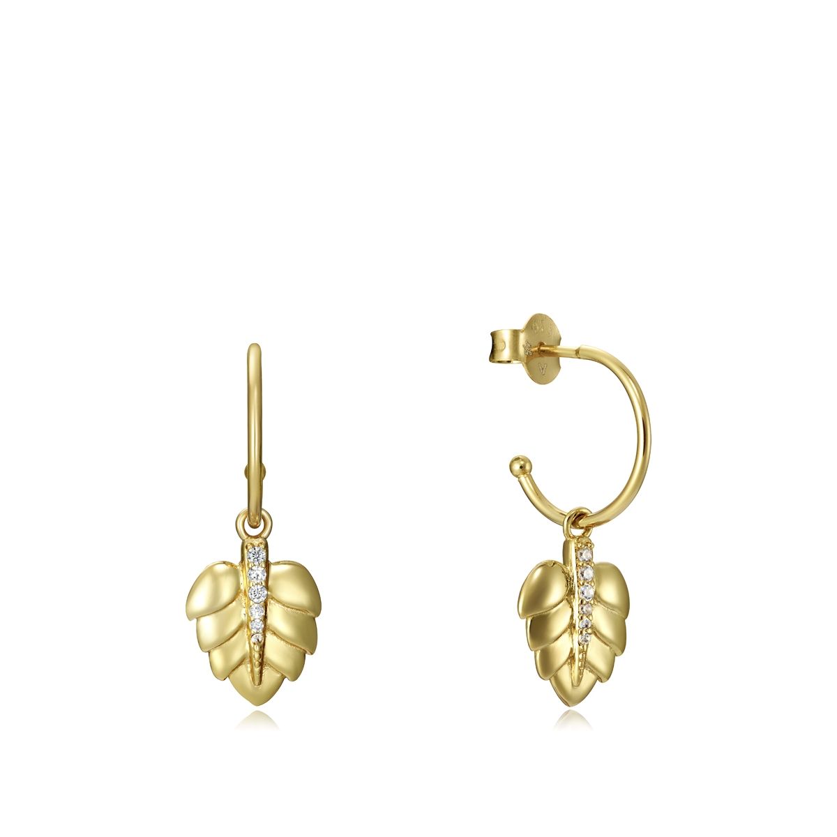 Gold leaf design earrings with intricate details, showcasing elegance and style.