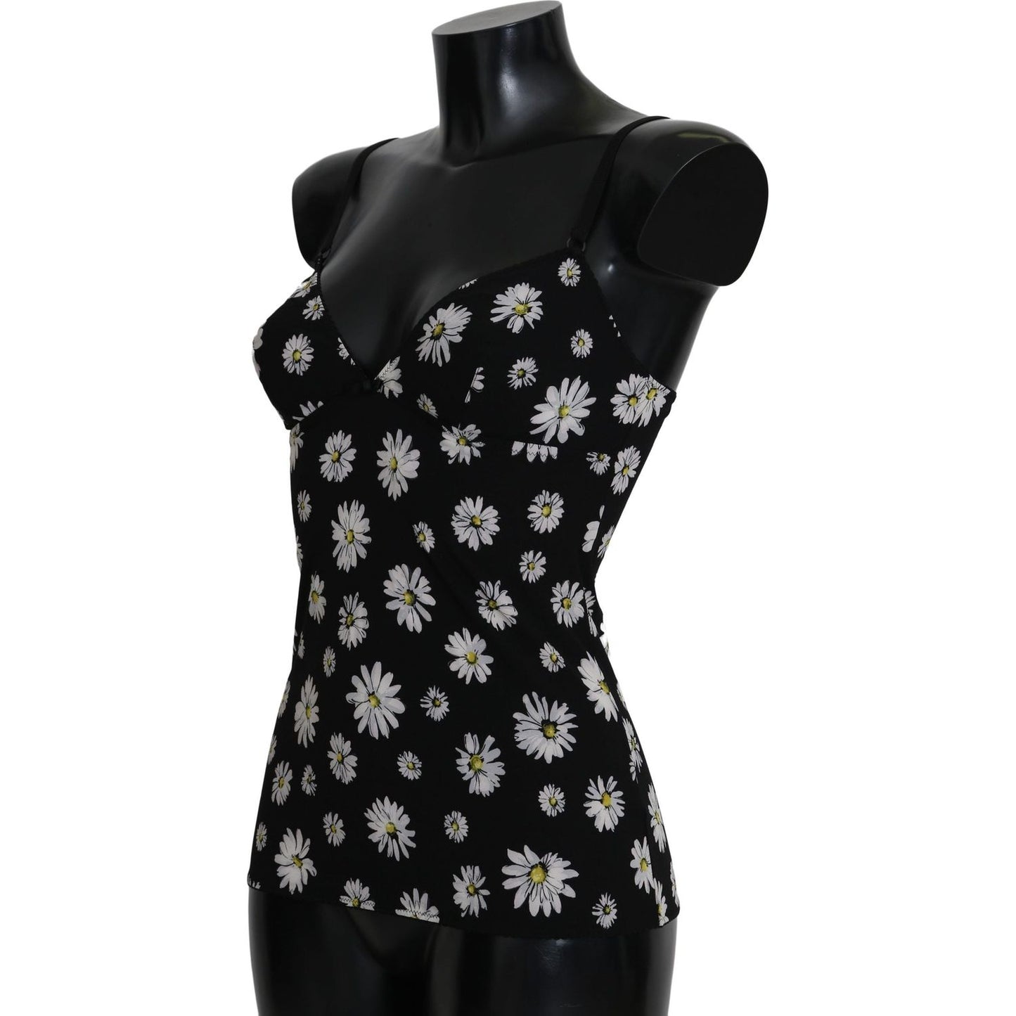 Dolce & Gabbana Black Daisy Print Dress Lingerie Chemisole