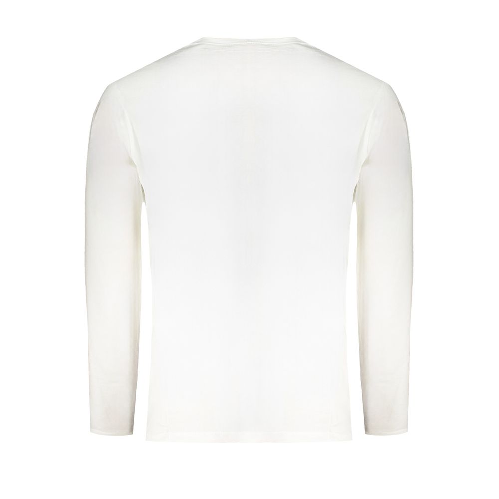 Pepe Jeans White Cotton T-Shirt, long-sleeved, crew neck, 100% sustainable cotton, logo print, regular fit, back view