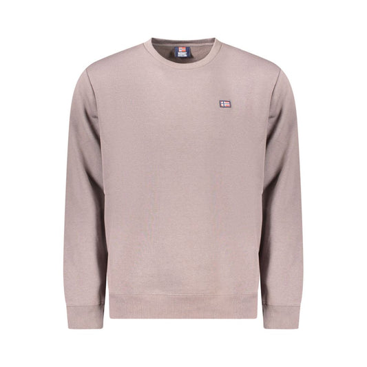 Norway 1963 Brown Cotton Men Sweater with crew neck and logo applique