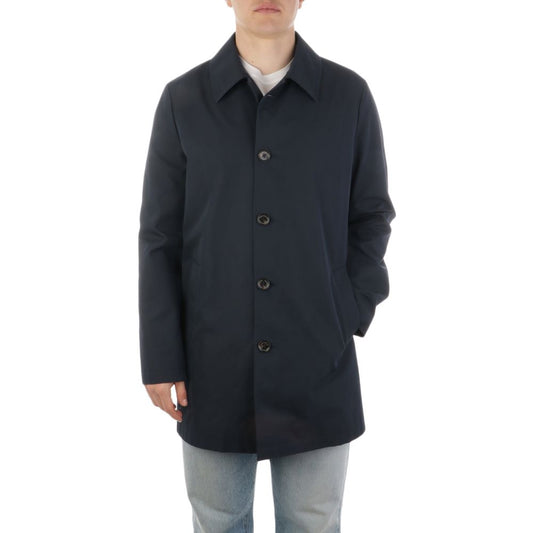 Aquascutum Blue Cotton Men's Trench Coat