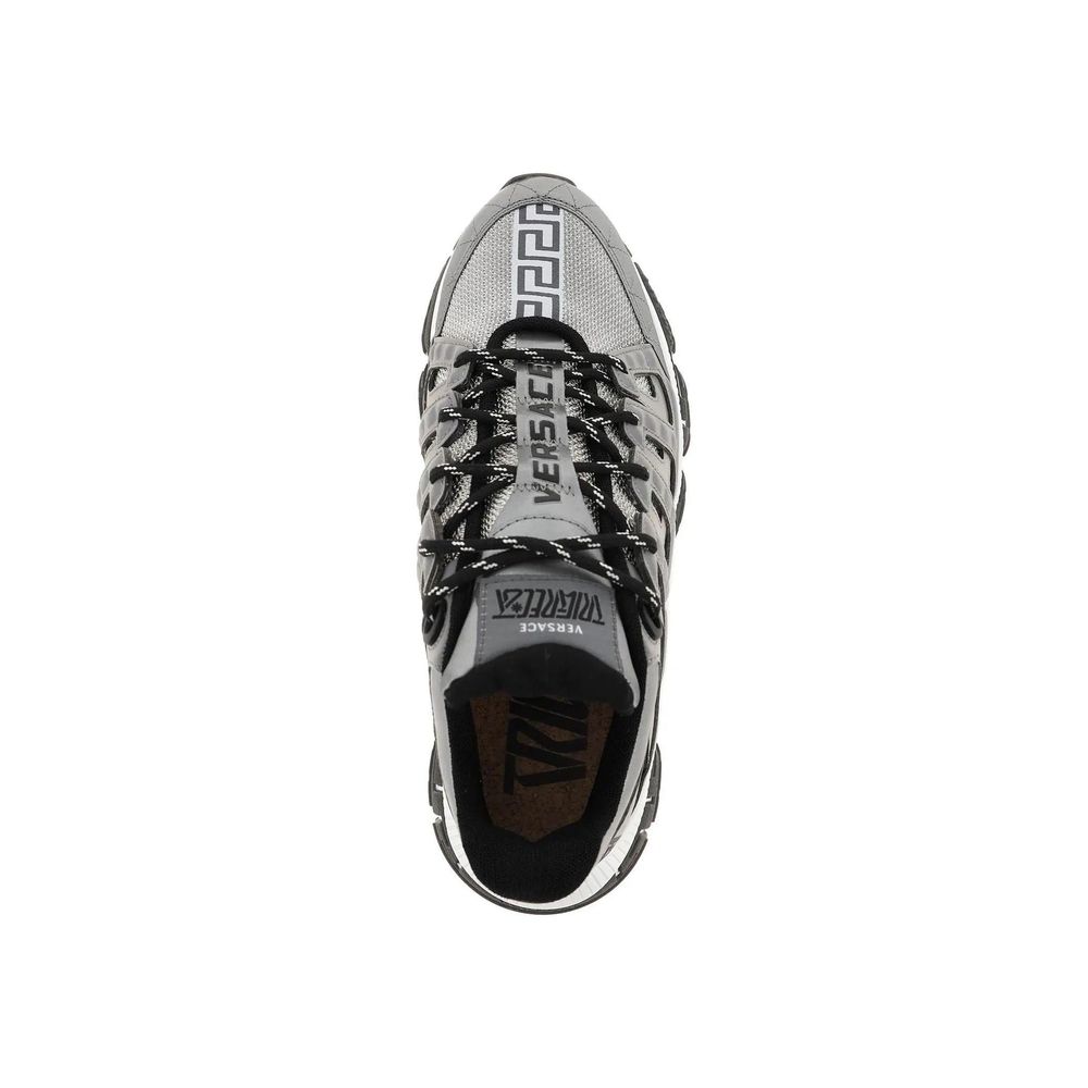 Versace Silver Fabric Athletic Sneakers
