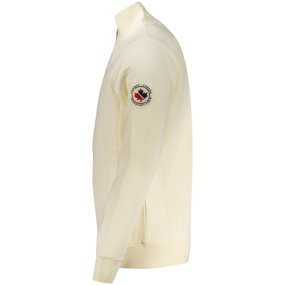 Side view of Norway 1963 White Cotton Sweatshirt with logo applique and 2 zip pockets.