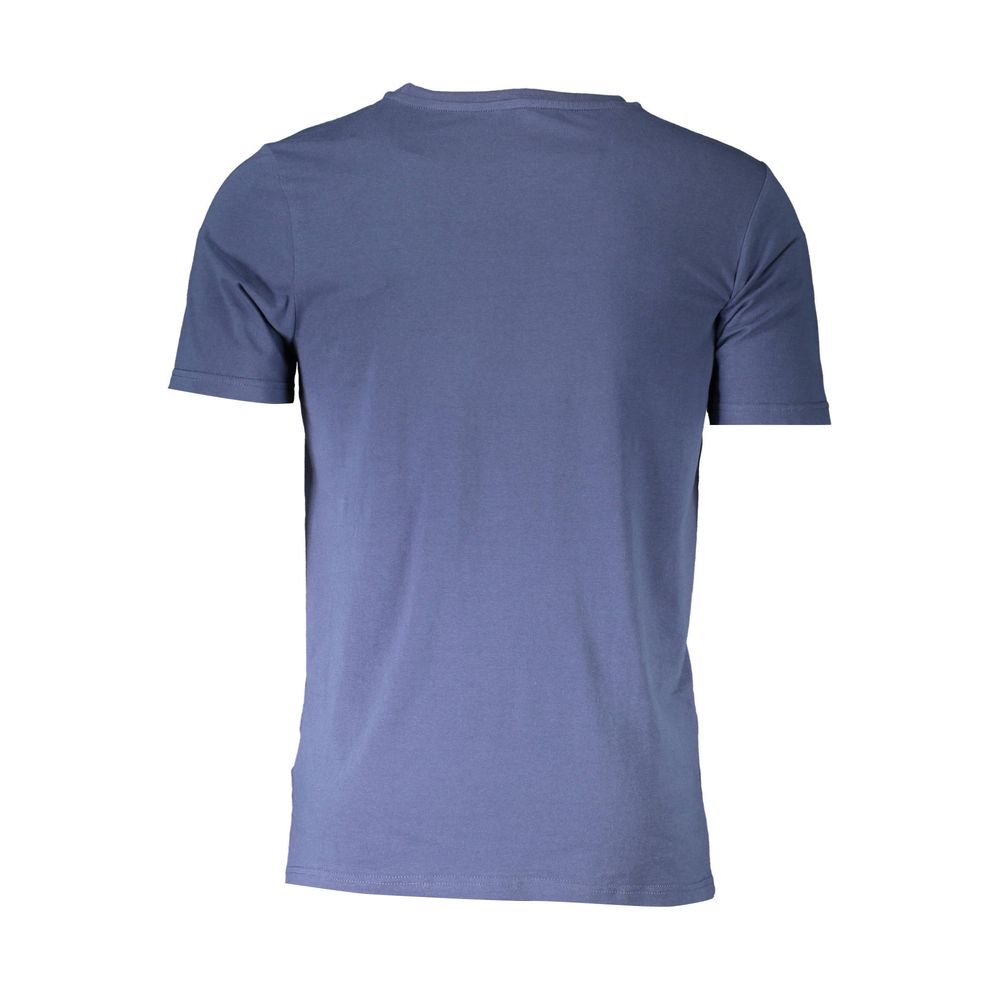 Back view of Aeronautica Militare Blue Cotton Underwear short-sleeved outdoor T-shirt with crew neck and logo.