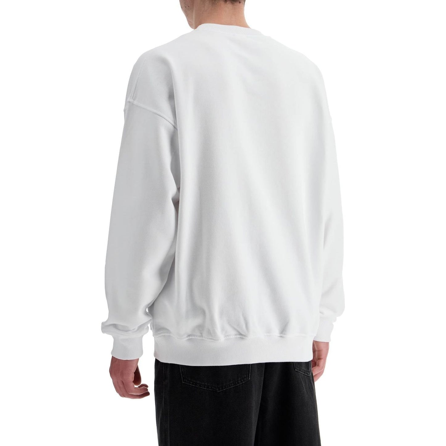 Diesel white cotton sweatshirt with raised logo for men Topwear Diesel Light Gray