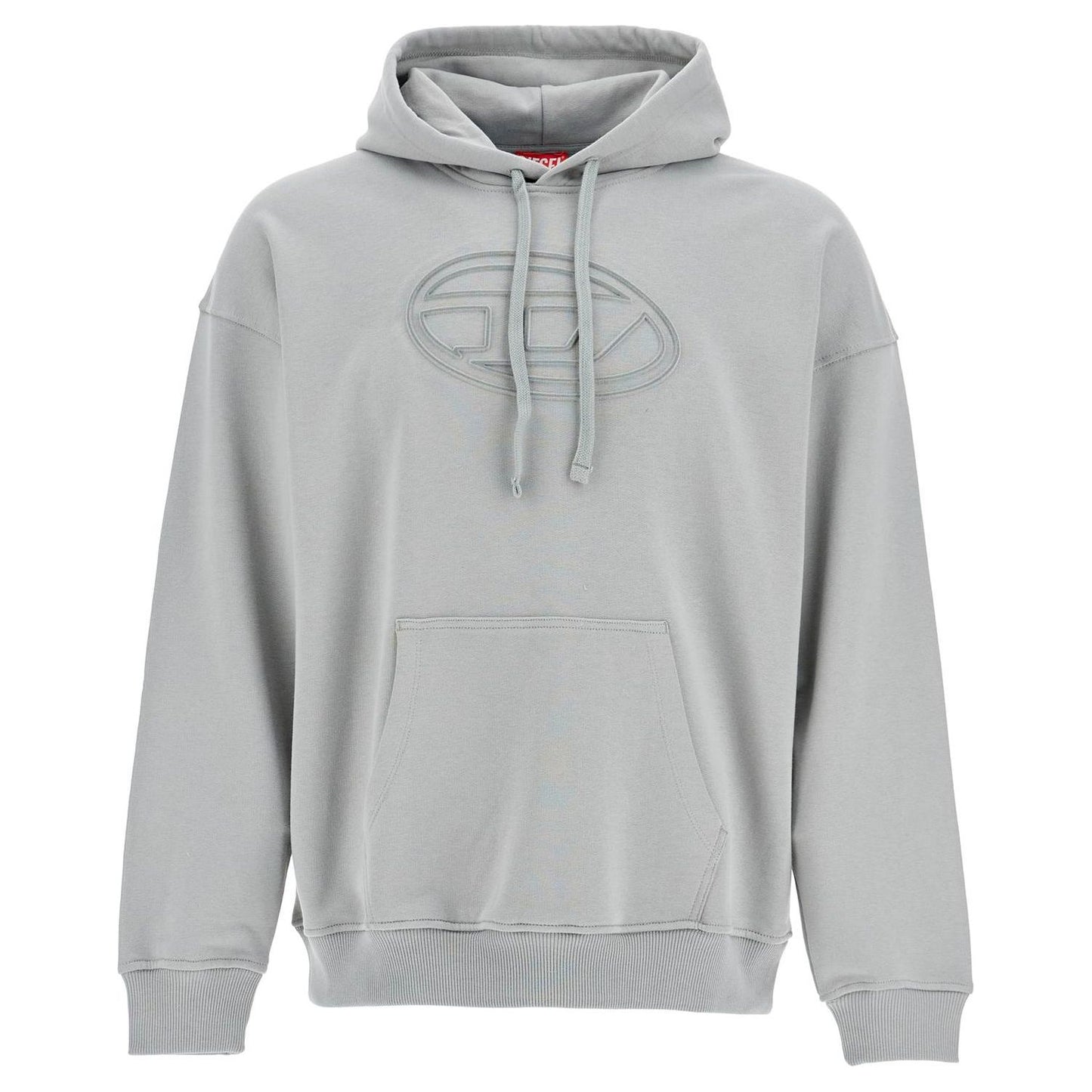 Diesel men's grey cotton hoodie with kangaroo pocket Topwear Diesel Gray