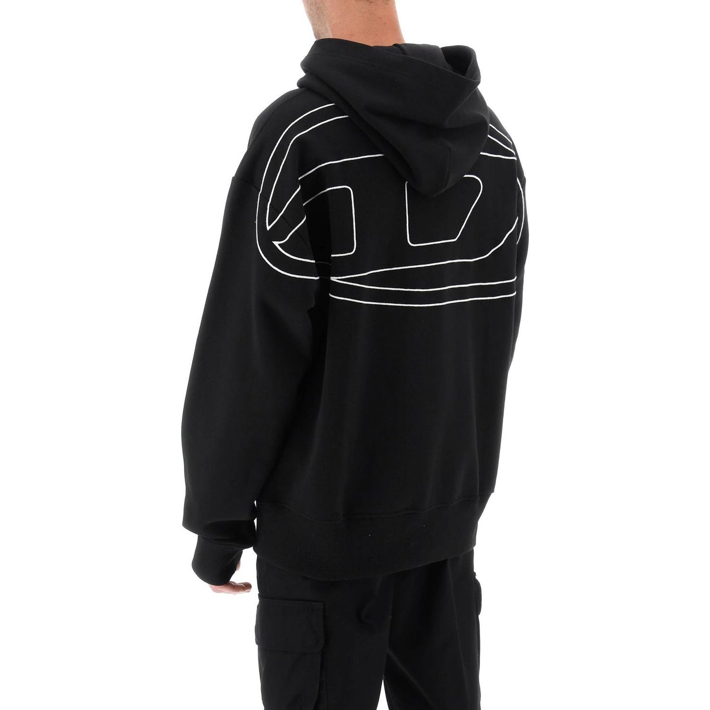Diesel logo embroidered hoodie Topwear Diesel Black