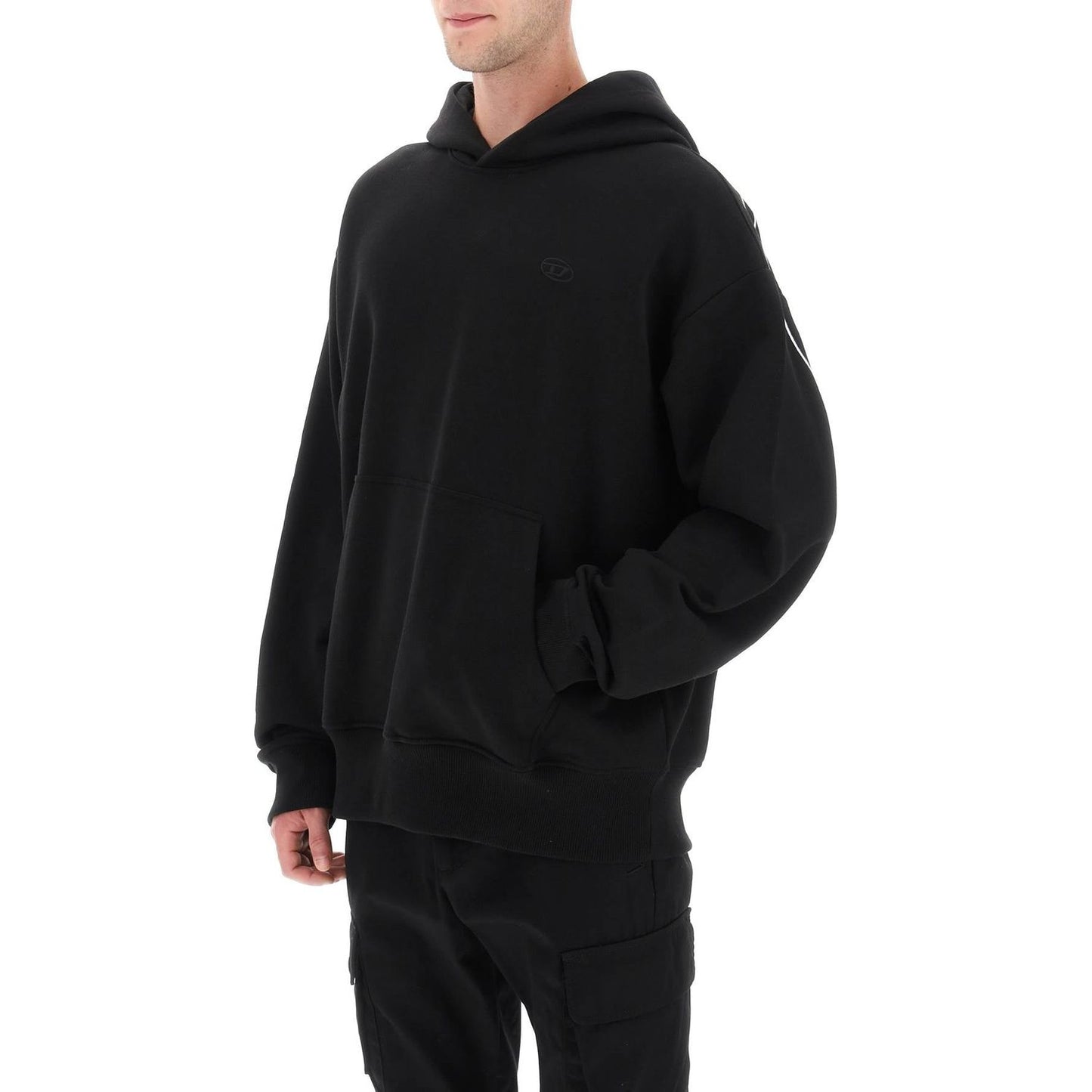 Diesel logo embroidered hoodie Topwear Diesel Black