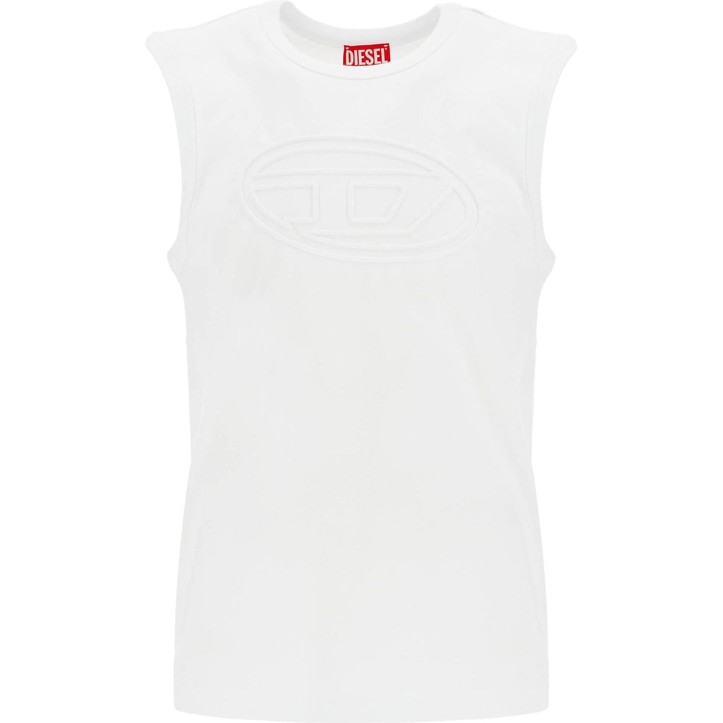 Diesel white cotton tank top with wide neckline Topwear Diesel White Smoke