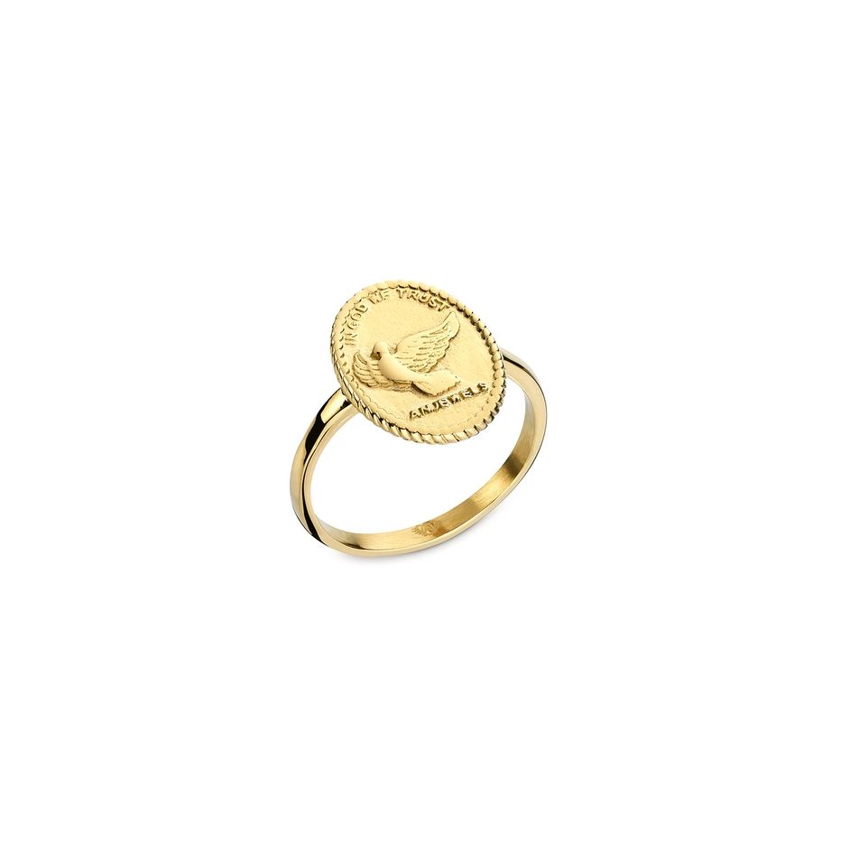 AN JEWELS JEWELRY Mod. AAC.R01Y-6 gold ring with engraved design.