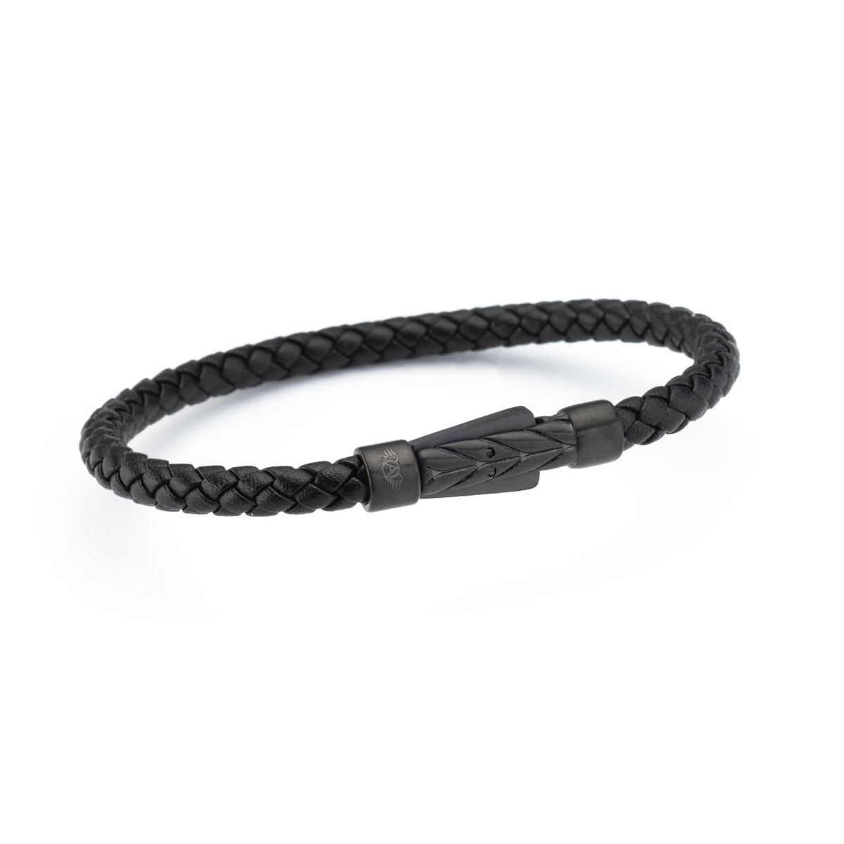 AN JEWELS JEWELRY Mod. AA.P256SBKK.M black braided bracelet with sleek clasp design.