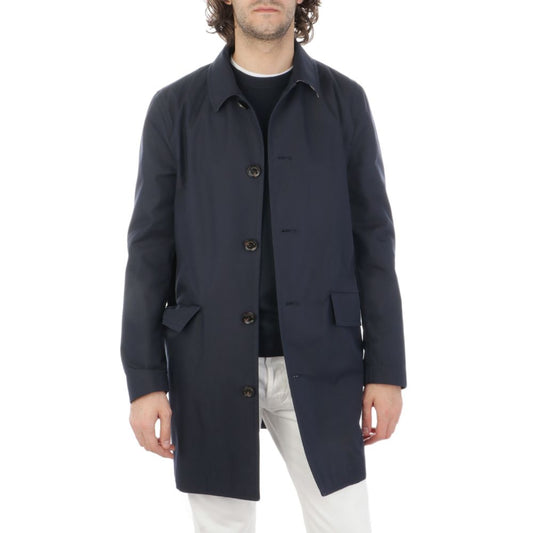 Aquascutum Blue Cotton Men's Raincoat