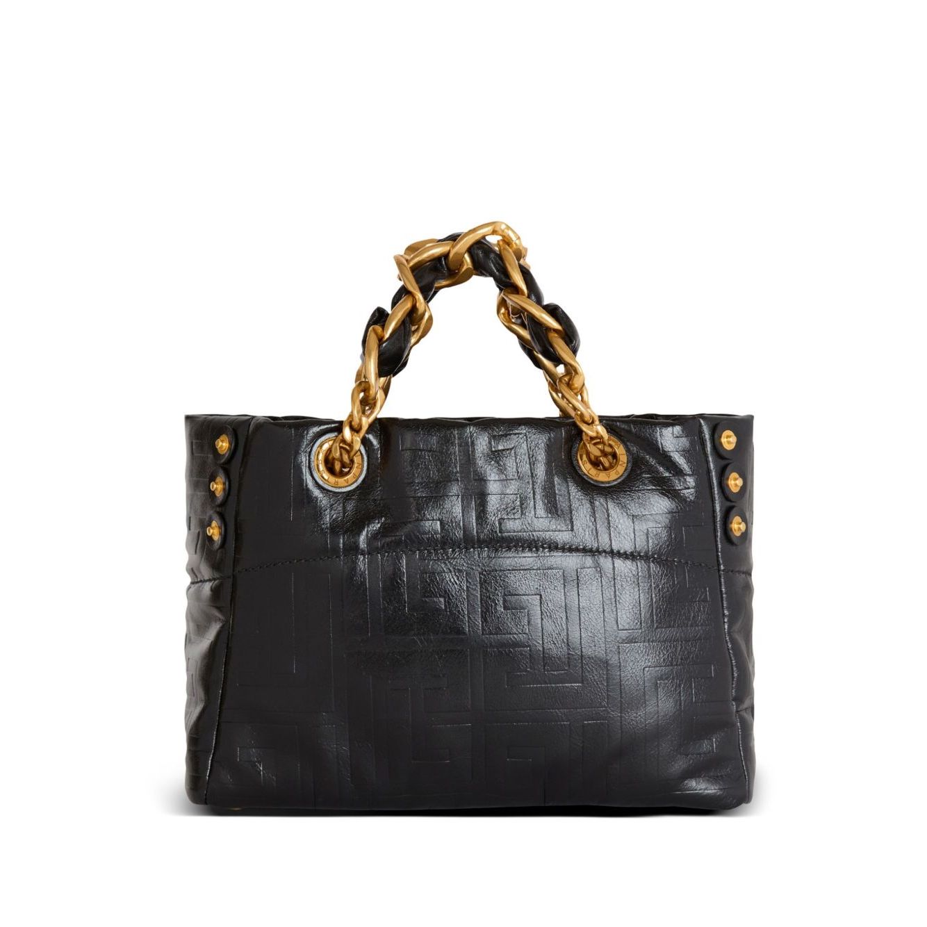 Balmain 1945 Soft PB-monogrammed crinkled small leather tote bag Shopper