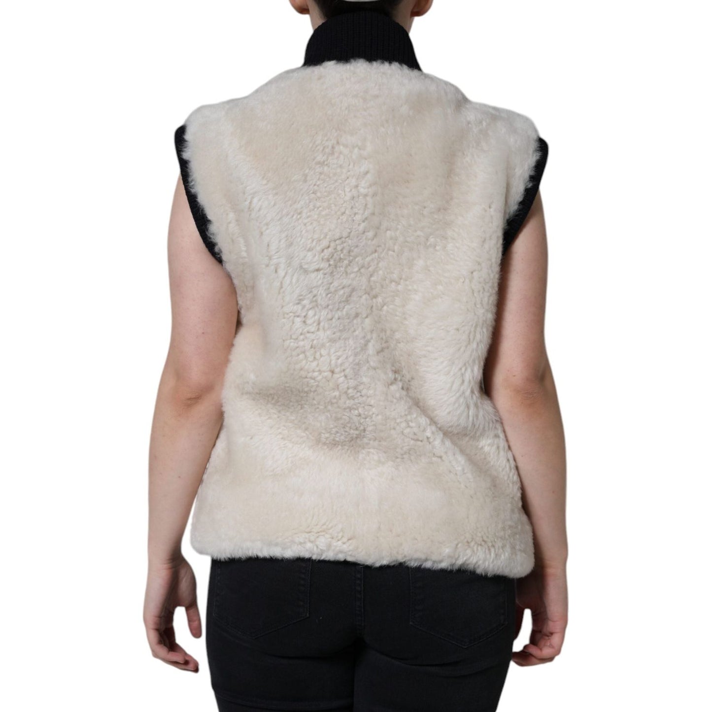 Burberry White WARRENFORD Shearling Leather Vest Coat Jacket JKT4091-44