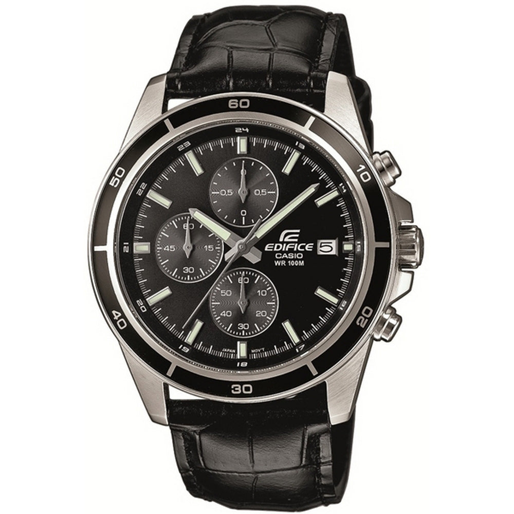 CASIO EDIFICE Mod. CLASSIC CHRONOGRAPH LEATHER - ALL BLACK-0