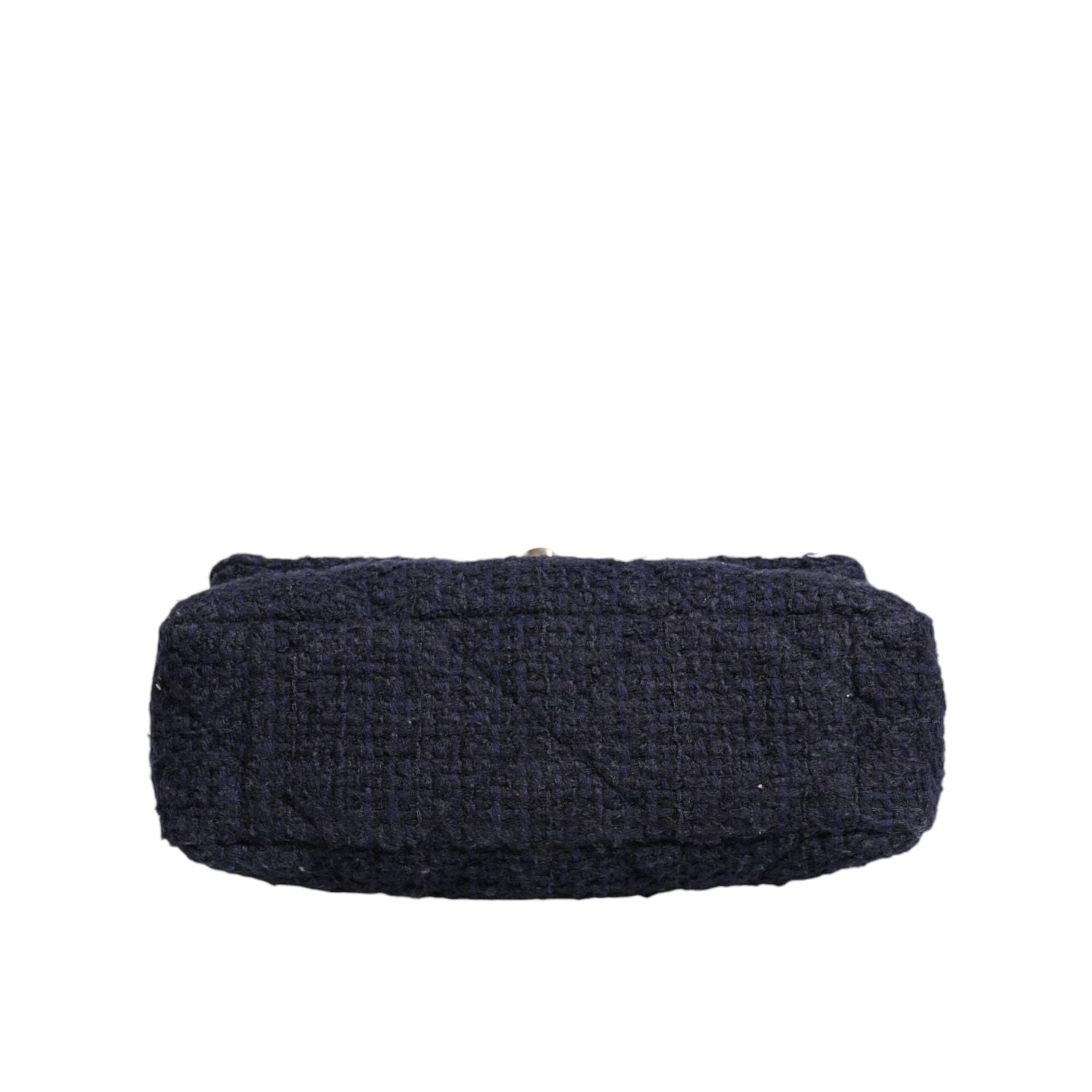 Chanel Dark Blue Medium Flap Tweed CC Gold Gray Chain Shoulder Bag