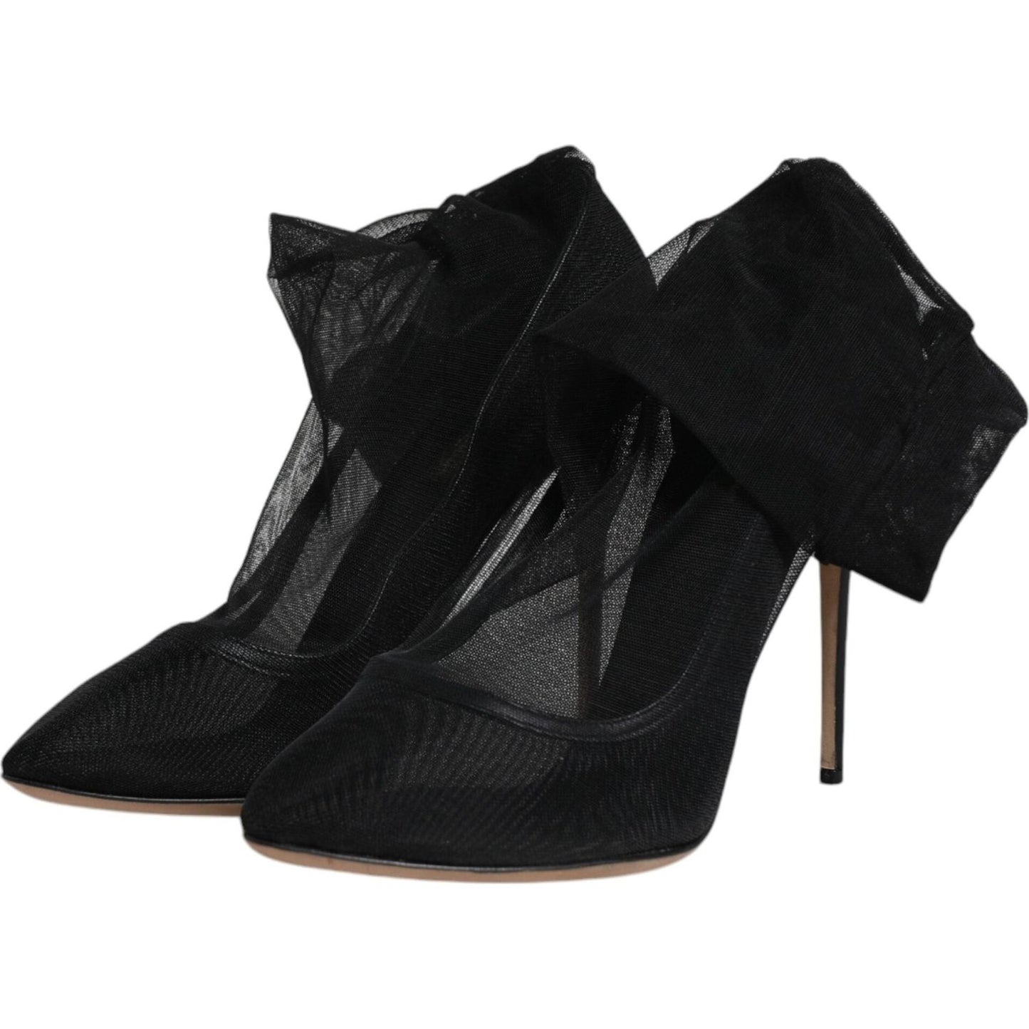 Dolce & Gabbana Black Nylon Mesh Sock Style Boots Shoes