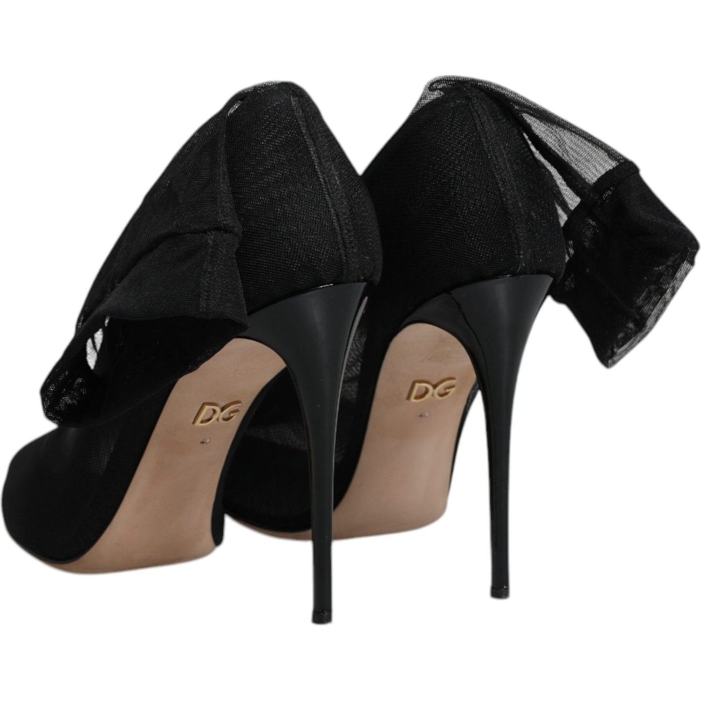 Dolce & Gabbana Black Nylon Mesh Sock Style Boots Shoes
