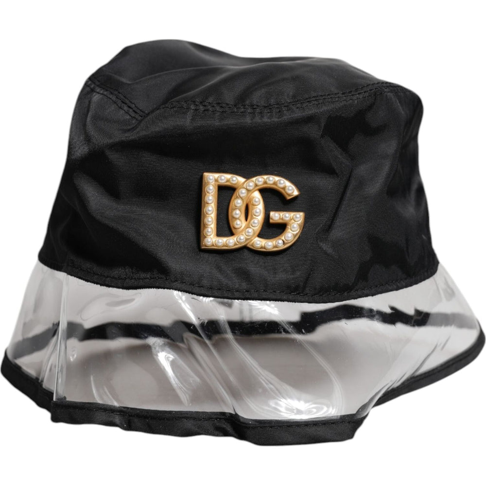 Dolce & Gabbana Dolce & Gabbana Black Nylon PVC DG Logo Bucket Hat HAT9835-57 1728,57 cm|S,67345645728,Accessories,Black,Dolce & Gabbana,Hat - Women - Accessories,Materials: 67% Nylon 33% PVC,New with tags,Women,Women - Accessories