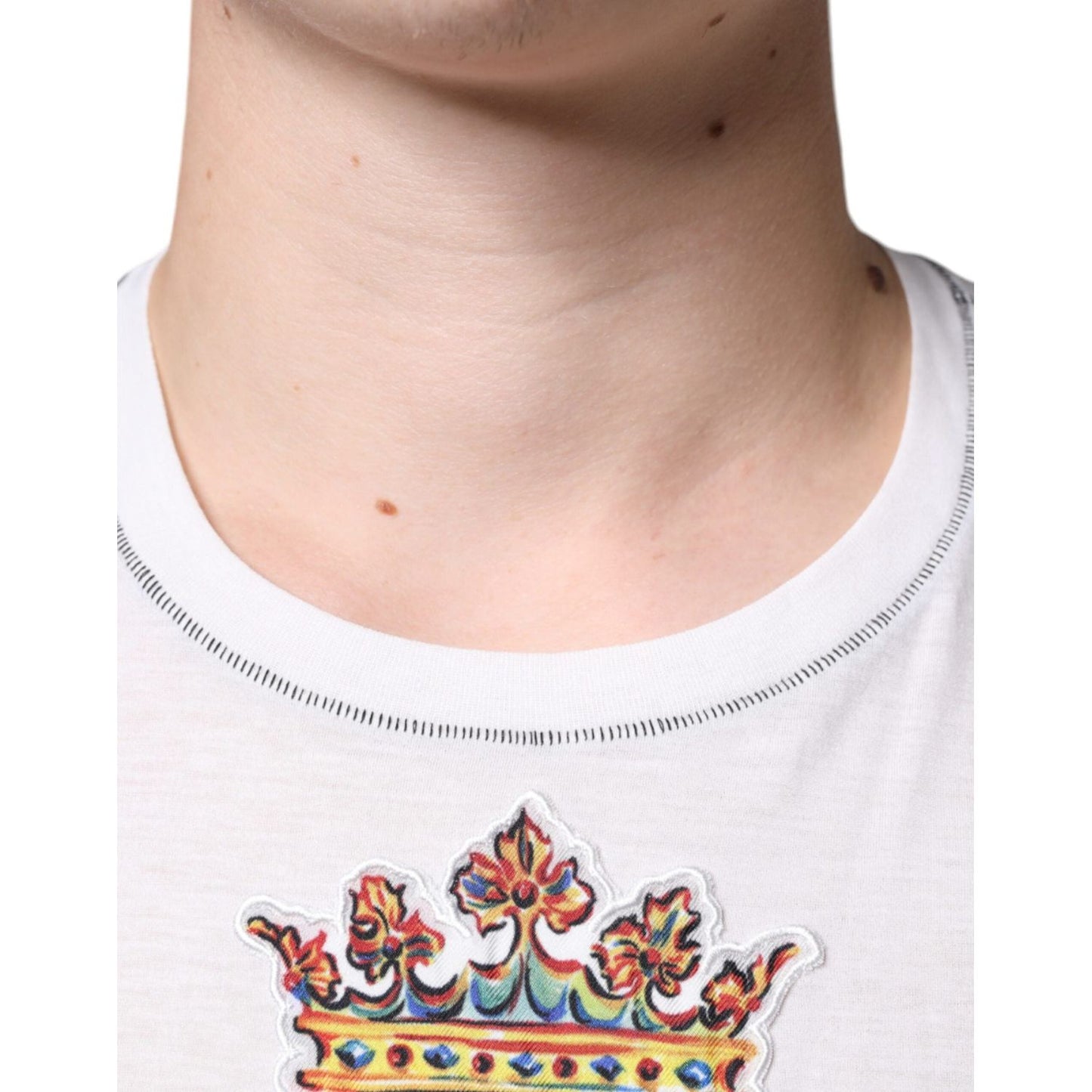 Dolce & Gabbana White Angel Crown Print Crew Neck T-shirt TSH86640-46