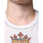 Dolce & Gabbana White Angel Crown Print Crew Neck T-shirt TSH86640-46