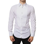 Dolce & Gabbana White Bib Cotton Poplin Formal Dress Shirt TSH84118-39