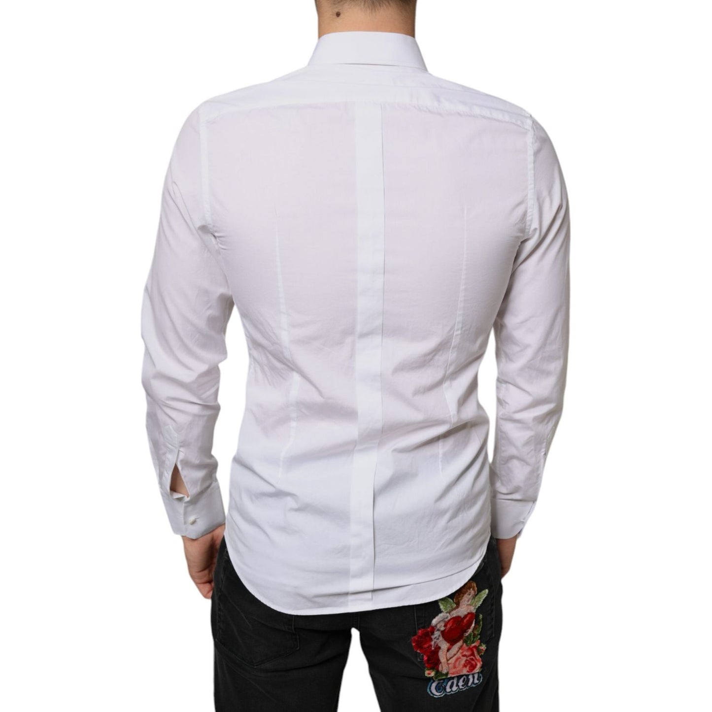 Dolce & Gabbana White Bib Cotton Poplin Formal Dress Shirt TSH84118-39