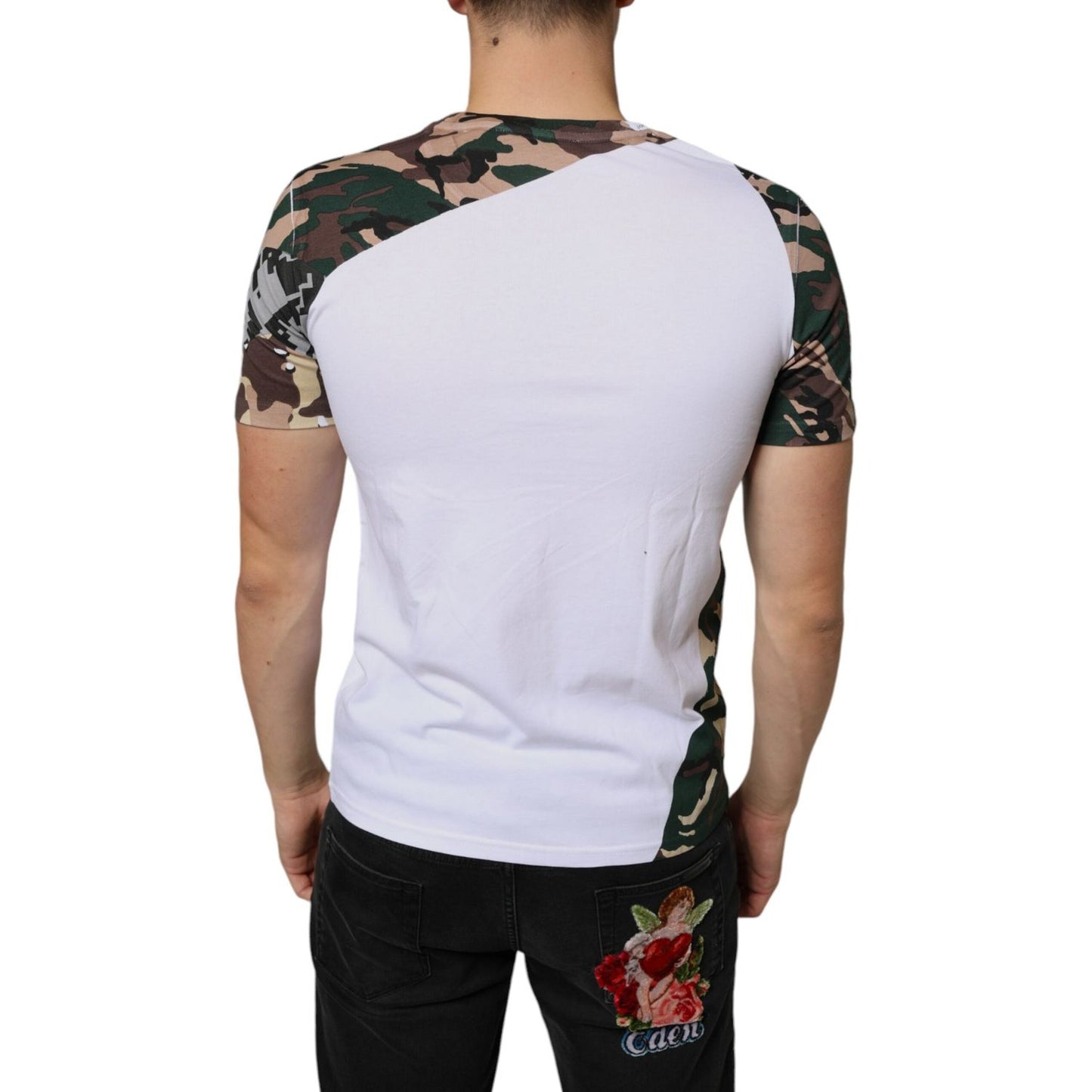 Dolce & Gabbana White Camouflage Stars Crew Neck T-shirt TSH86639-46