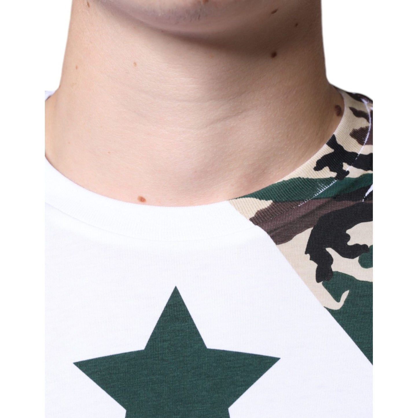 Dolce & Gabbana White Camouflage Stars Crew Neck T-shirt TSH86639-46